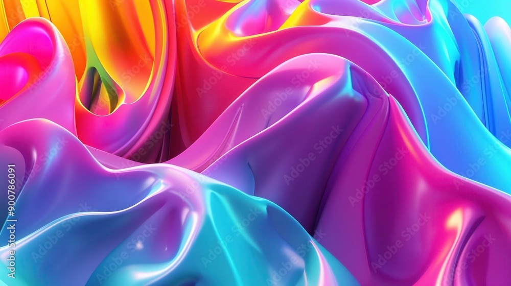 Obraz premium Bright 3D abstract background with contrasting colors and bright dynamic shapes. Suitable for powerful ads Promotion of outstanding activities or lively social media graphics
