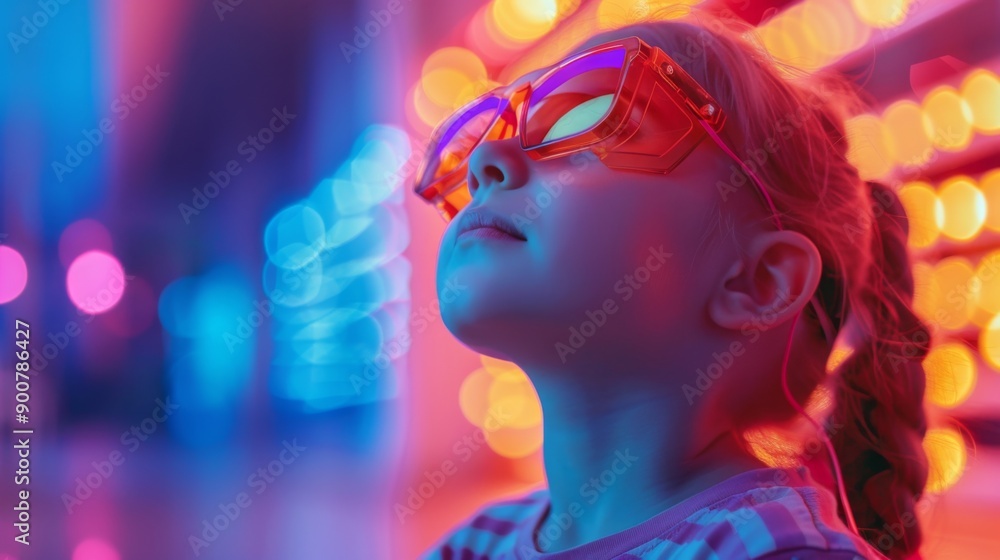 Young Girl in Neon Glasses Young Girl in Neon Glasses