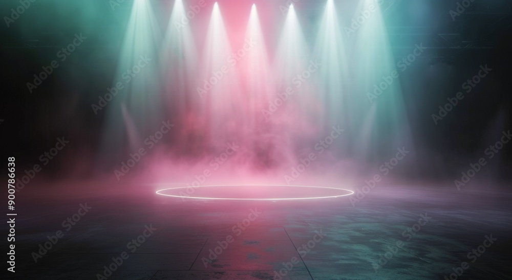 Fototapeta premium Pink and Green Fog On A Reflective Surface