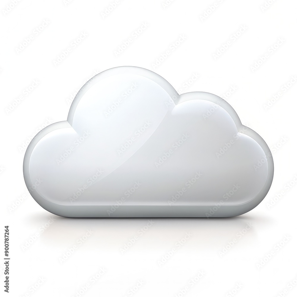 White Cloud Icon on a White Background. Generative AI White Cloud Icon on a White Background. Generative AI
