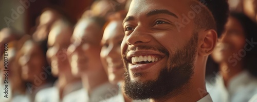 Choir director leading singers