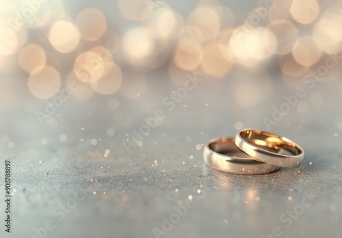 Gold Wedding Bands on a Table