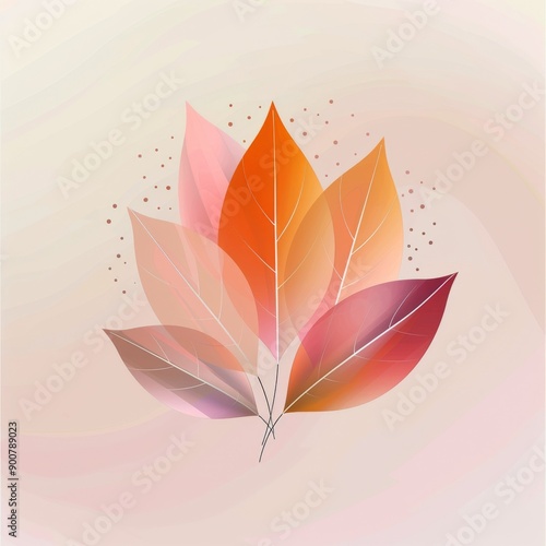 Autumn Leaf Illustration With Pink Background