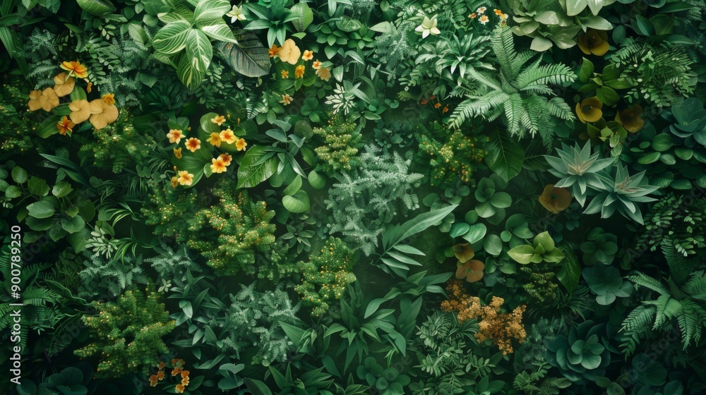 Fototapeta premium Lush Green Floral Wall
