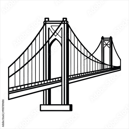 Rendering of the George Washington Bridge vector line art