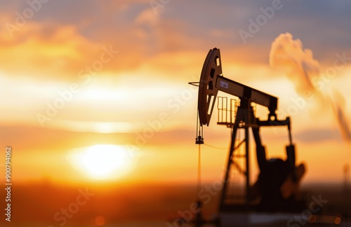 Oil Rig Silhouette at Sunrise