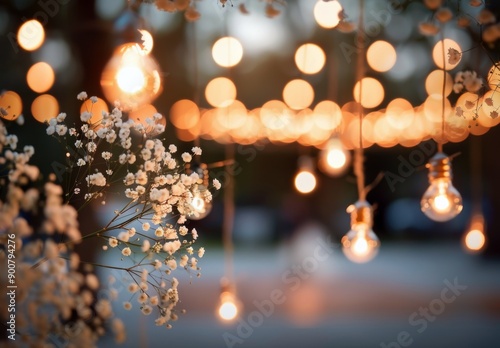 Evening Lights and Flowers at Outdoor Event