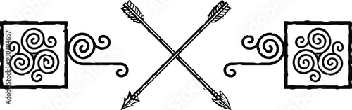 Celtic Triskele Header - Square Ends - Crossed Arrows