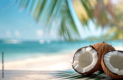 Coconut Halves on Beach