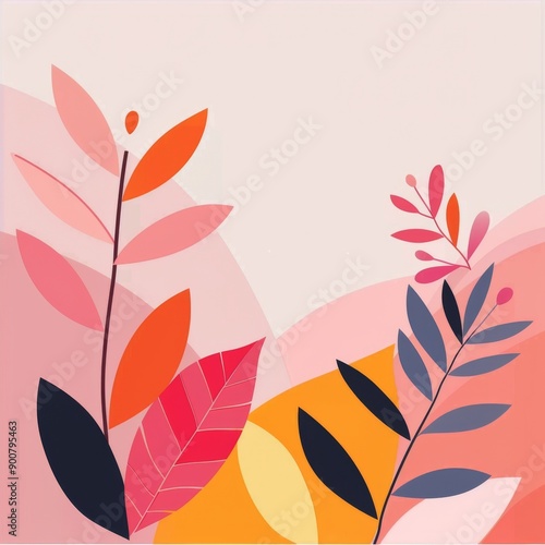 Abstract Floral Design With Pink and Orange