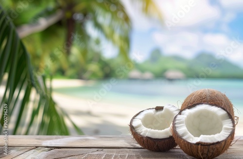 Coconut Halves on Beach