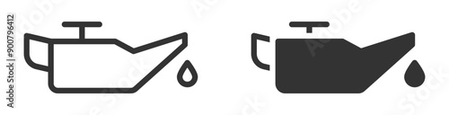Minimalist vector illustration of an oil can icon with a droplet, representing oil change or lubrication.