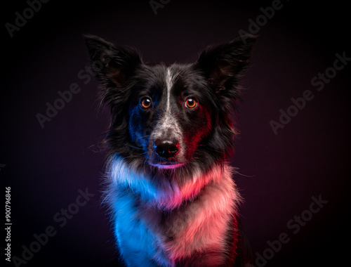 border collie con fondo negro