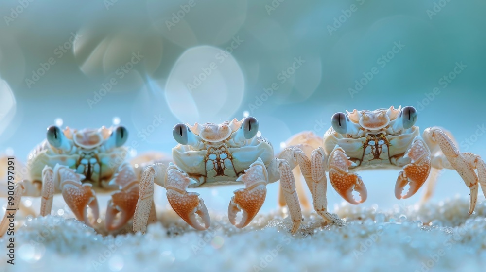 Three Crabs on Beach Three Crabs on Beach