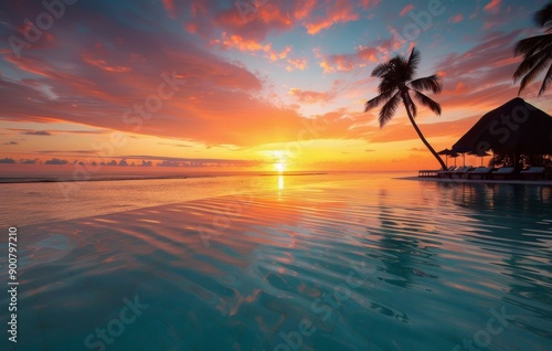 Infinity Pool Sunset in Mauritius