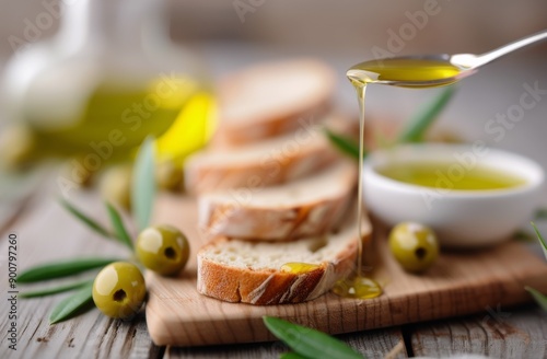 Olive Oil Drizzled on Bread