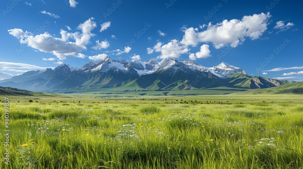 Majestic Mountain Range Under Blue Sky Majestic Mountain Range Under Blue Sky