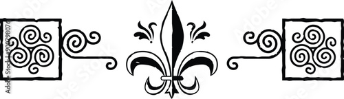 Celtic Triskele Header - Square Ends - Fleur de Lys