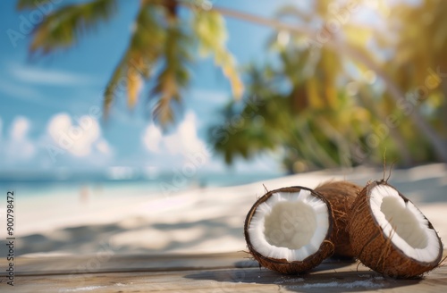 Coconut on Beach Table