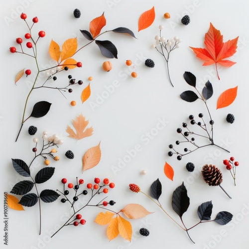 Autumn Leaves and Berries Frame