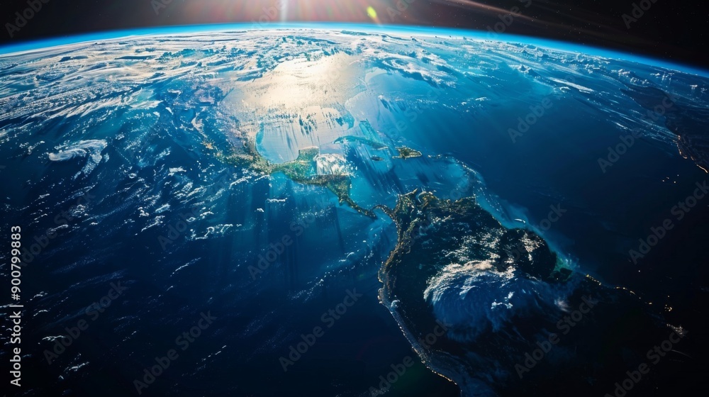 Obraz premium Earth from space during sunrise