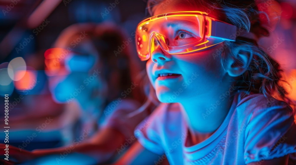Fototapeta premium Child Experiencing Futuristic Technology
