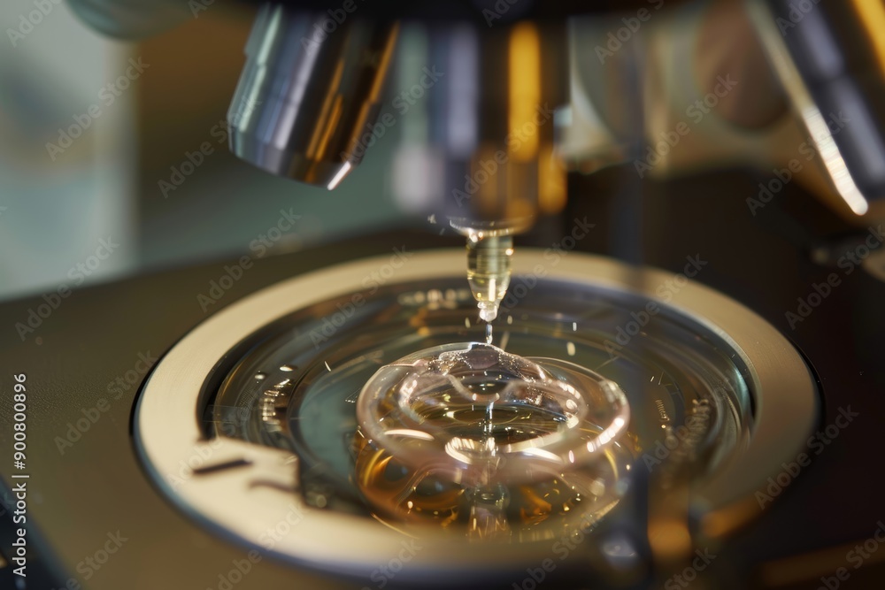 Cutting Edge Genetic Research: Scientist Injecting Human Embryo Under Microscope Cutting Edge Genetic Research: Scientist Injecting Human Embryo Under Microscope