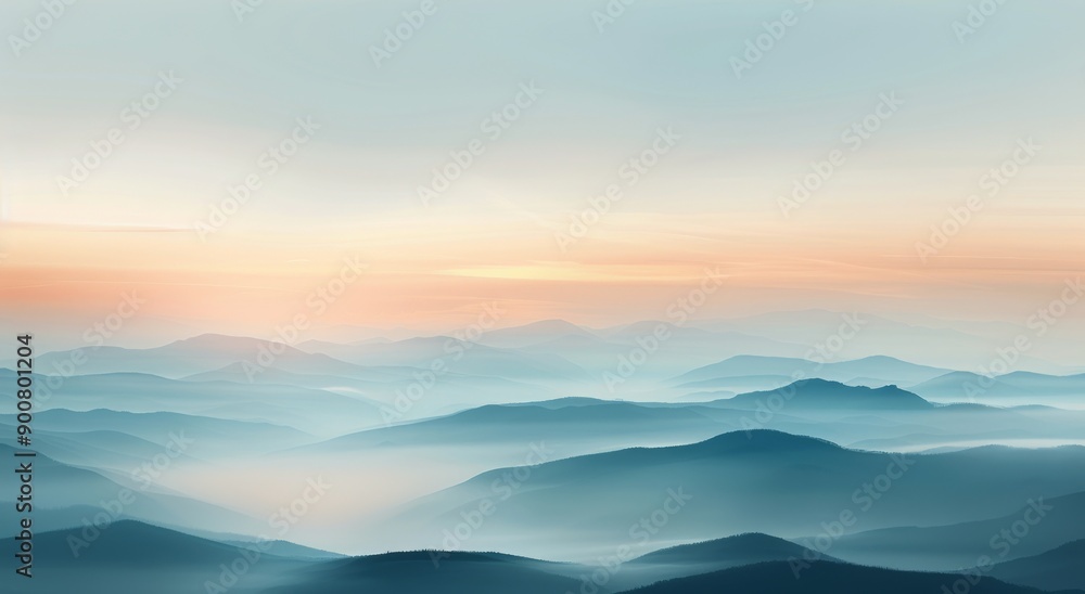 Fototapeta premium Misty Mountain Range at Dawn
