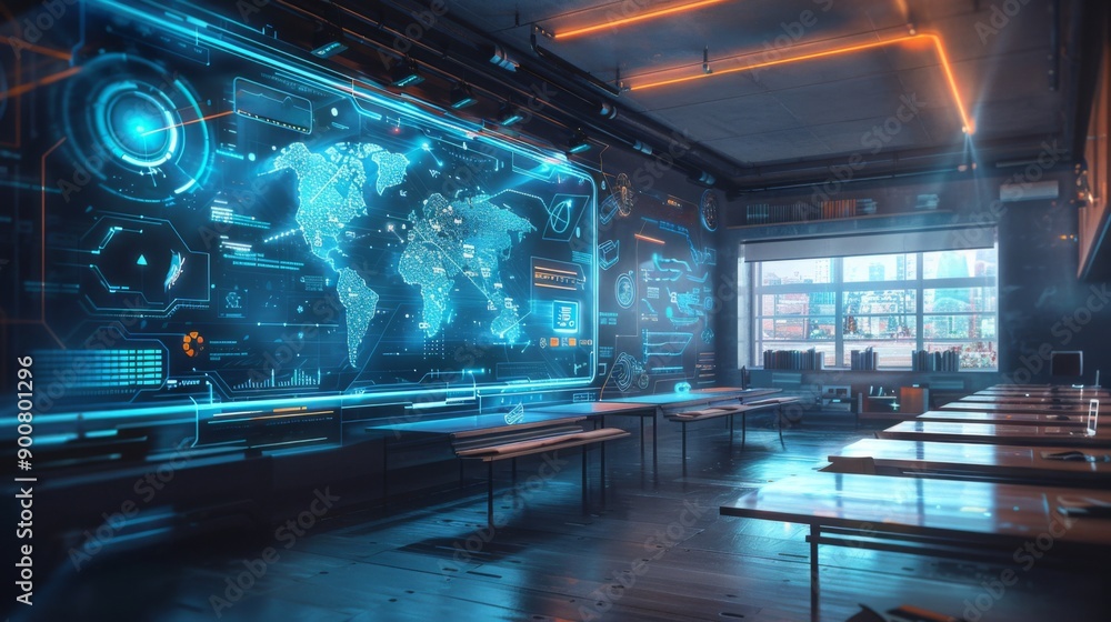 Fototapeta premium Futuristic classroom with advanced technology