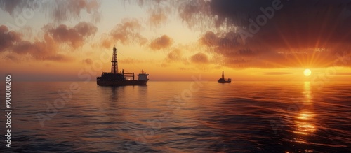 Oil Rigs at Sunset