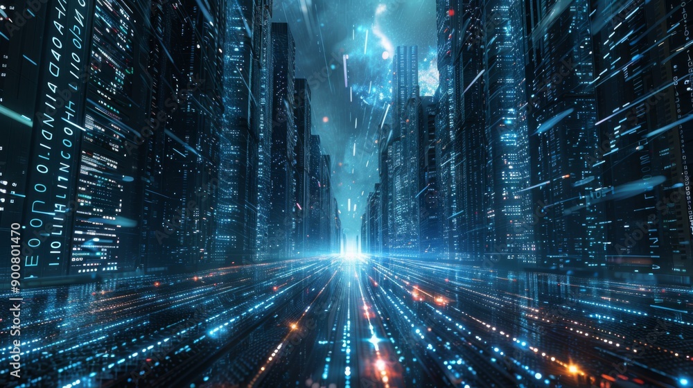 Fototapeta premium Futuristic Digital Cityscape