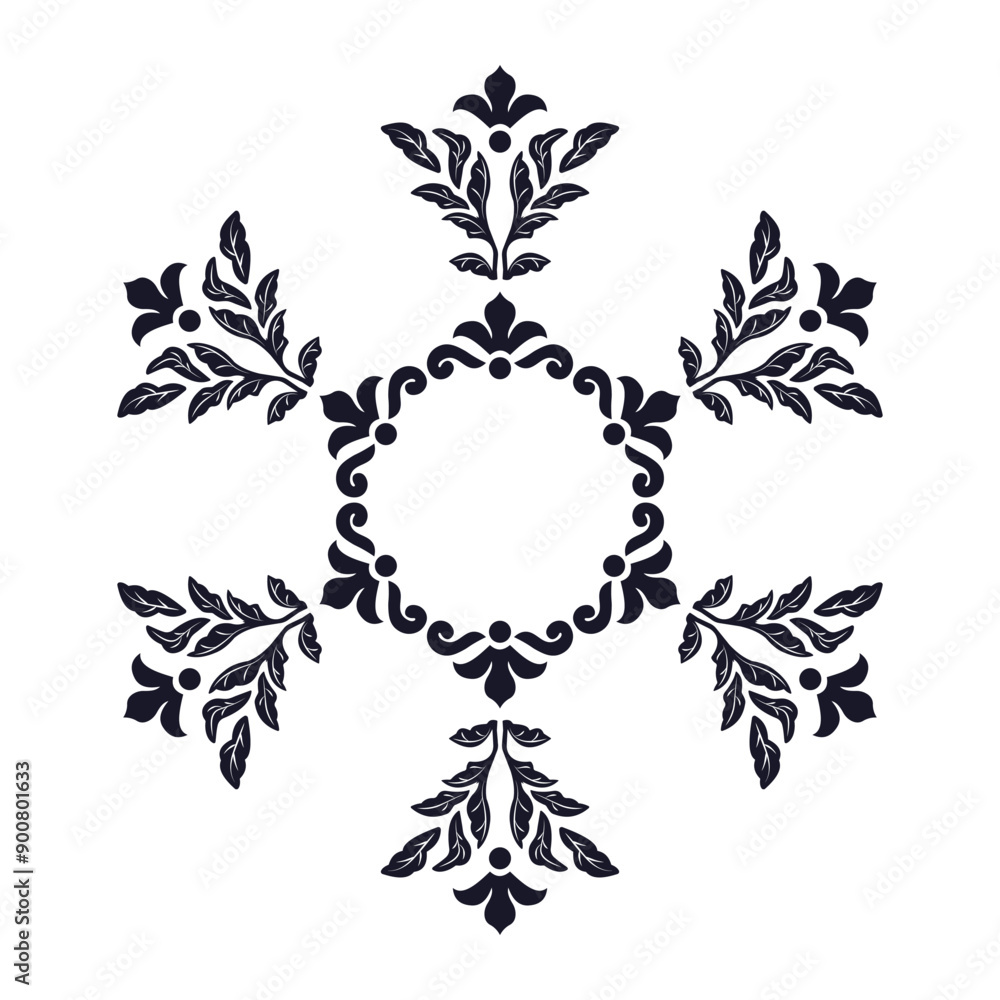 Fototapeta premium Baroque snowflake with folk art design elements. Vector illustration. EPS 10
