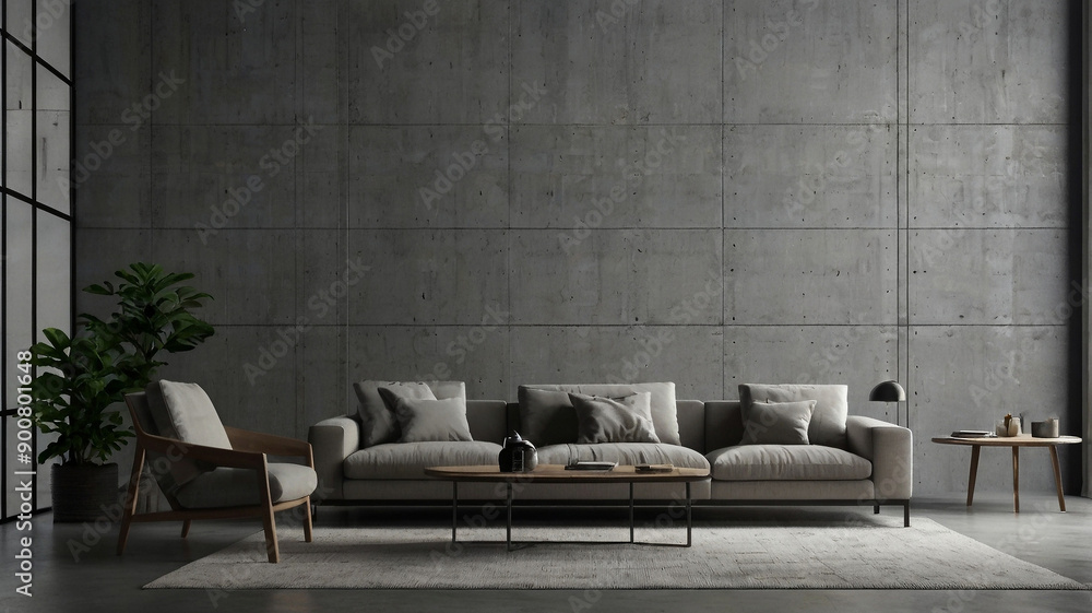 Experience the sleek elegance of minimalist design with a seamless HD concrete wall that serves as the backdrop. Complemented by modern furniture, this setting epitomizes understated sophistication an Experience the sleek elegance of minimalist design with a seamless HD concrete wall that serves as the backdrop. Complemented by modern furniture, this setting epitomizes understated sophistication an