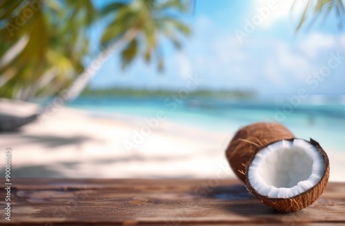 Coconut on Beach Table