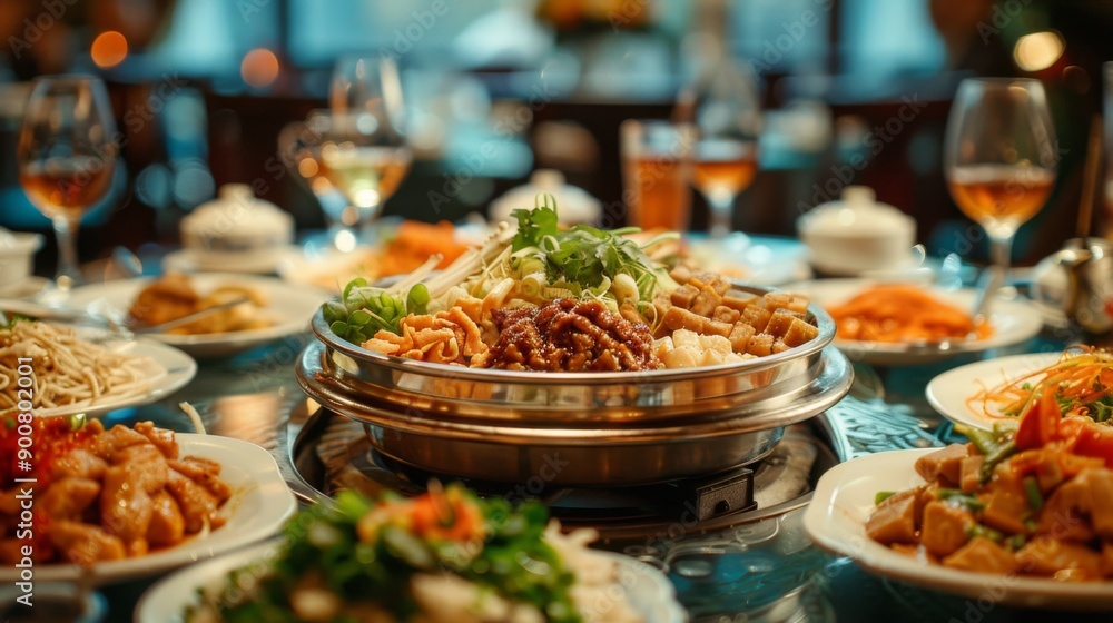 Fototapeta premium Delectable Chinese Feast in Elegant Setting