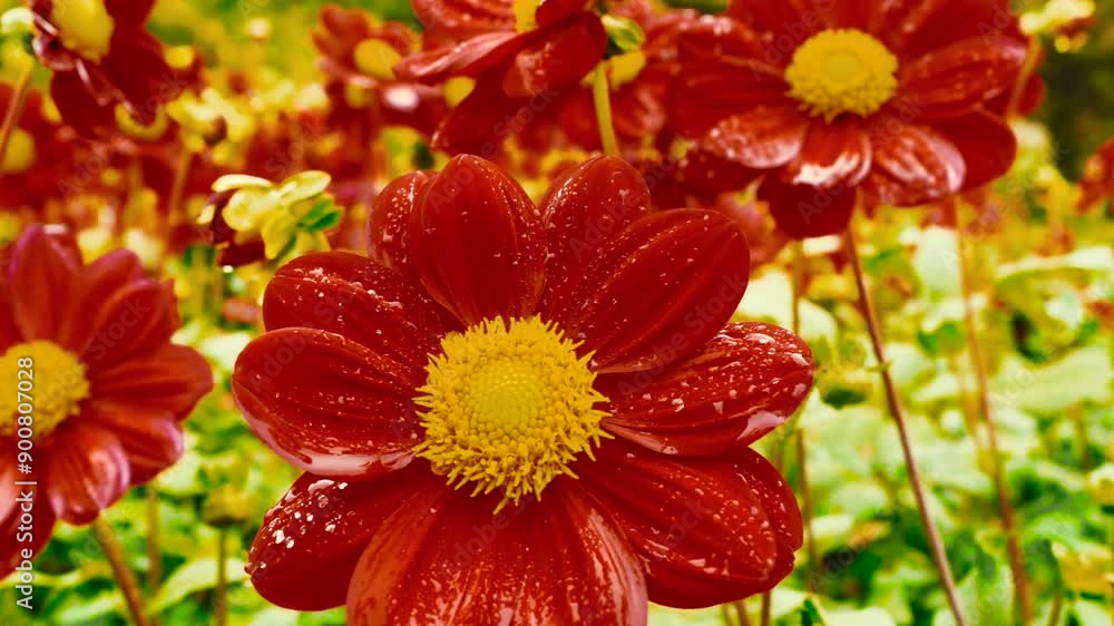 Stunning Red Flowers Blooming in a Lush Garden During Springtime Stunning Red Flowers Blooming in a Lush Garden During Springtime