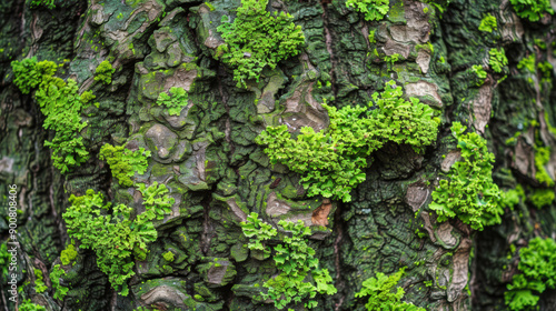 Tree Bark with Moss Growth Wallpaper.