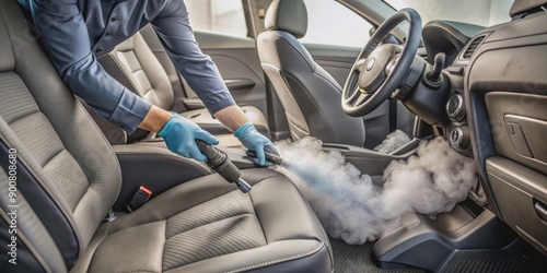 Steam cleaning and disinfecting of car interior and seats , steam, cleaning, disinfecting, car, interior, seats