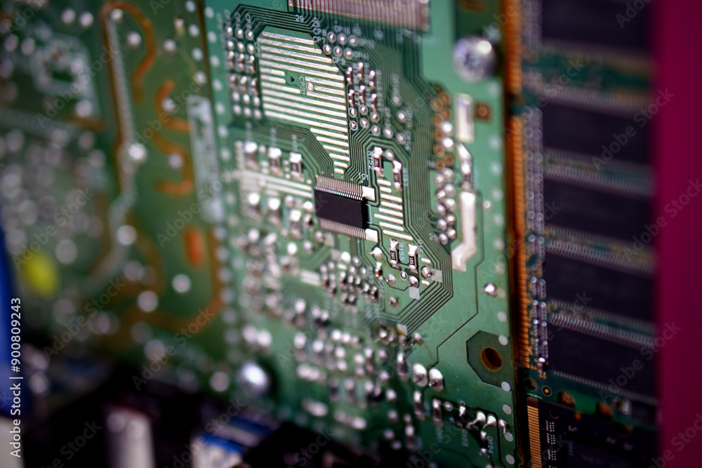 Obraz premium Close up detail of a computer circuit board