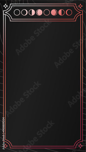 Red magical tarot cards. Mystical occult illustrations, bohemian spiritual astrology templates