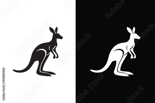 kangaroo silhouette icon, Kangaroo icon silhouette vector Illustration white background.