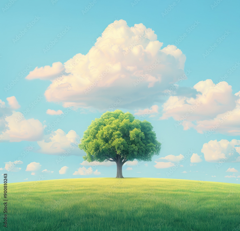 Tranquil Field with Lone Tree Against Pastel Sky, Lofi Landscape Background for Solitary Calm and Peaceful Reflections Tranquil Field with Lone Tree Against Pastel Sky, Lofi Landscape Background for Solitary Calm and Peaceful Reflections