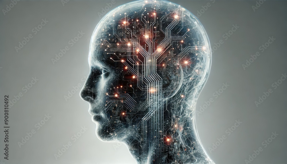 Obraz premium Highly Detailed Image of Futuristic Human Brain AI Interface Highlighting Neural Networks and Advanced Technology Connections