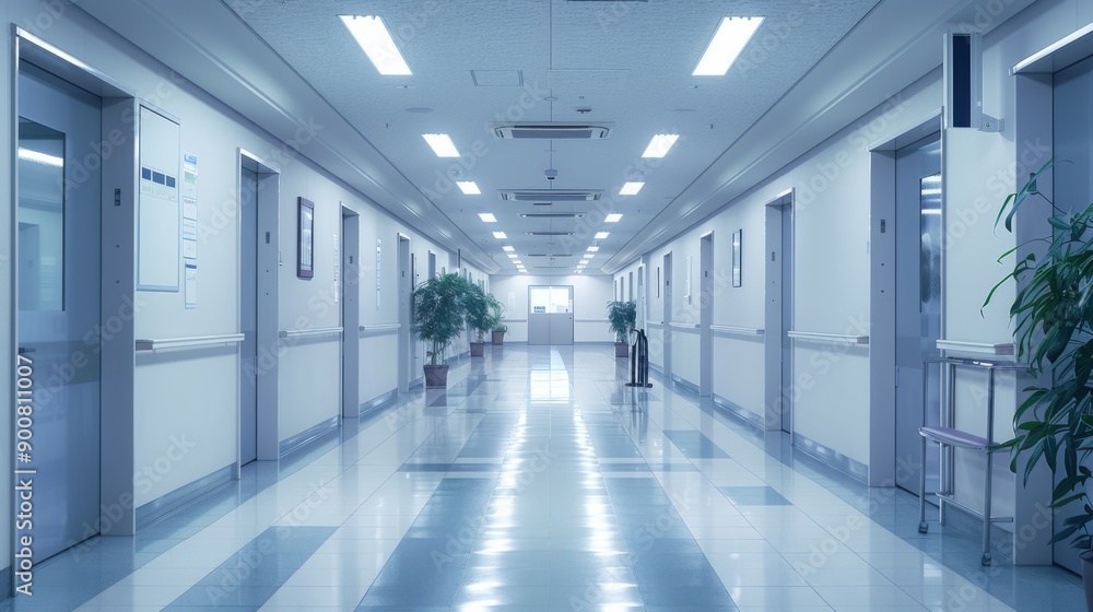 Hospital Corridor with Bright Lighting Hospital Corridor with Bright Lighting