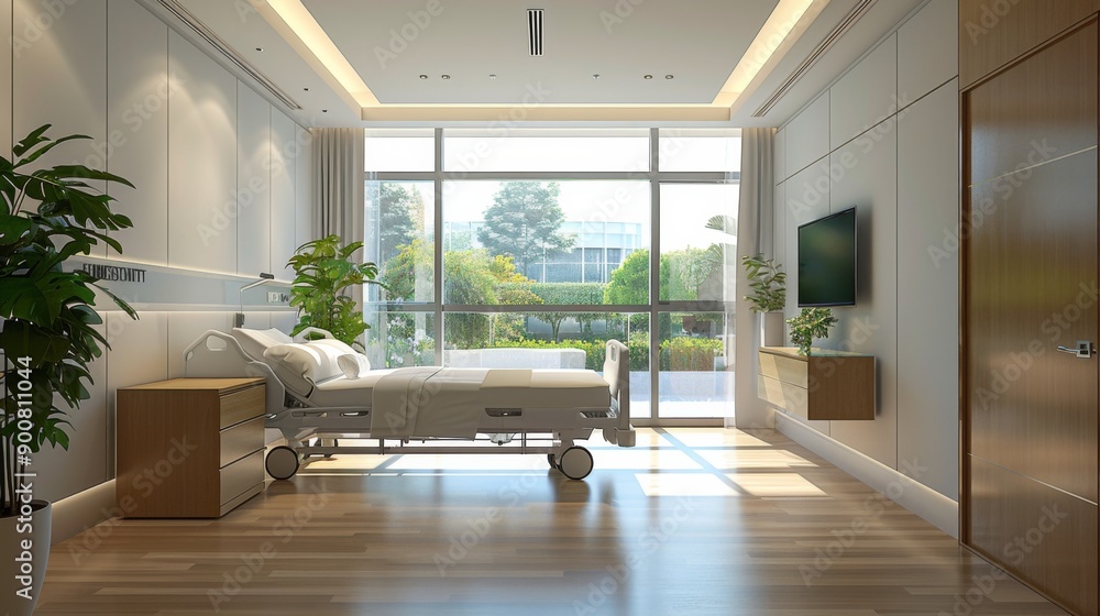 Fototapeta premium Modern hospital room with natural lighting