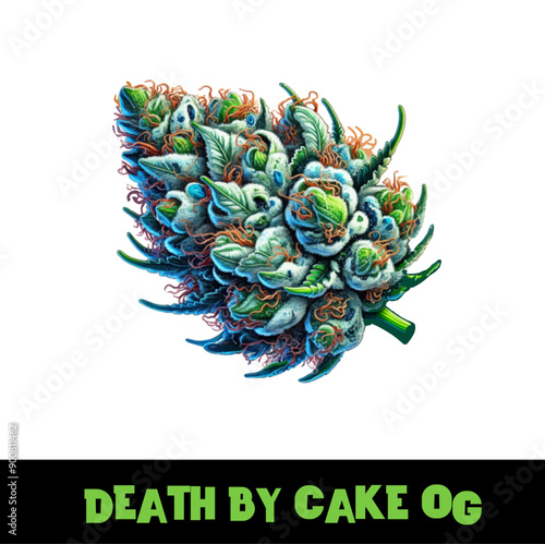 Vector Illustrated Death by Cake OG Cannabis Bud Strain Cartoon