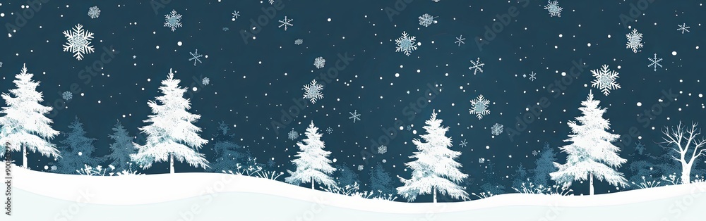 Tranquil Winter Wonderland Snow Covered Pines and Serene Sky Tranquil Winter Wonderland Snow Covered Pines and Serene Sky