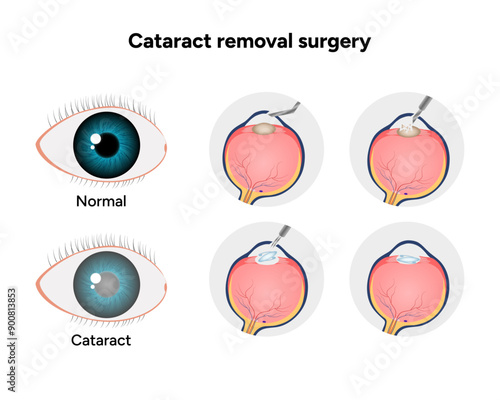 Cataract removal surgery and cloudy lens and eye normal and cataract