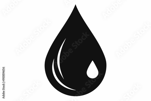  Water drop silhouette black, vector illustration