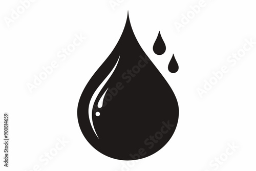  Water drop silhouette black, vector illustration